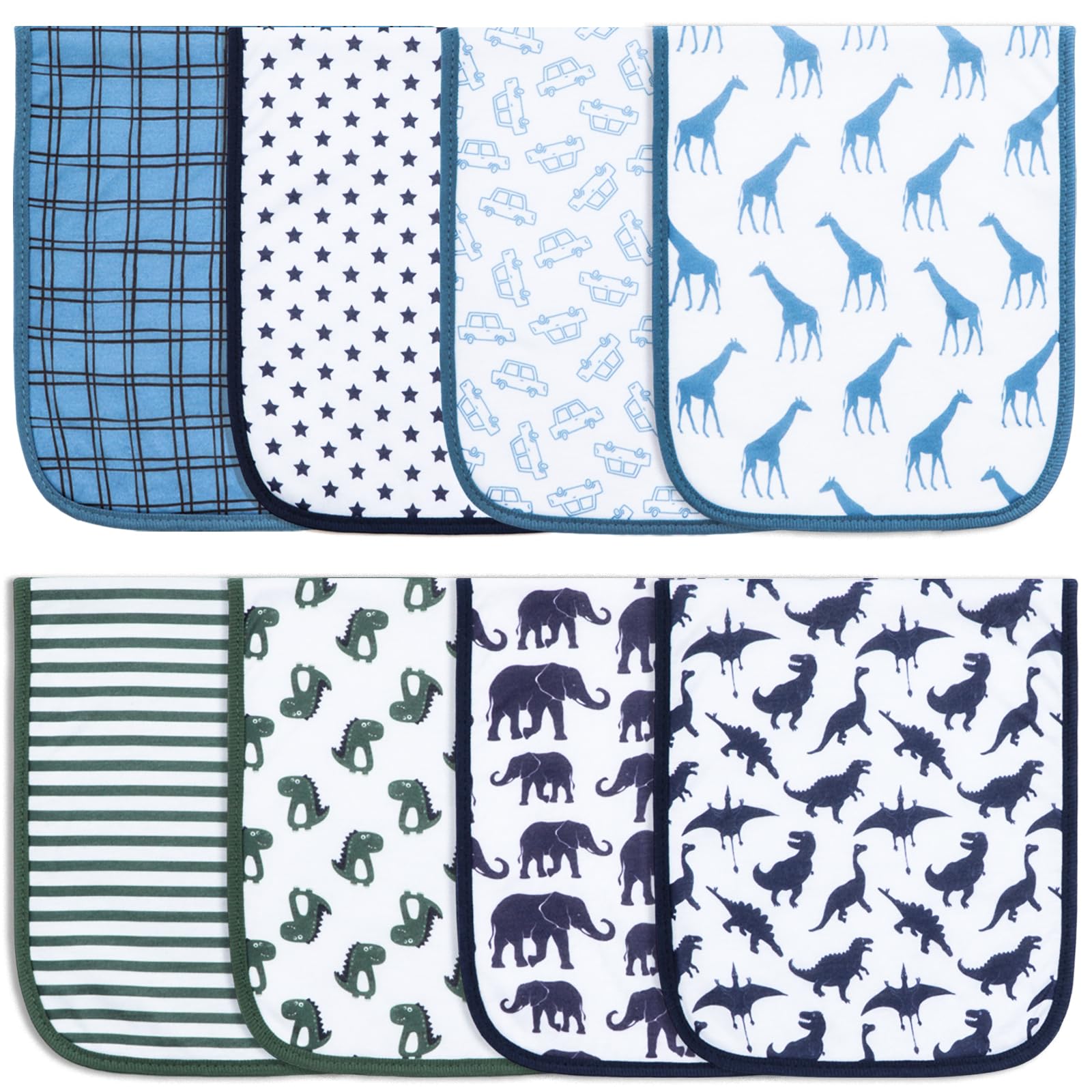Printed Bibs Pack - Набор из 8 органических хлопковых салфеток