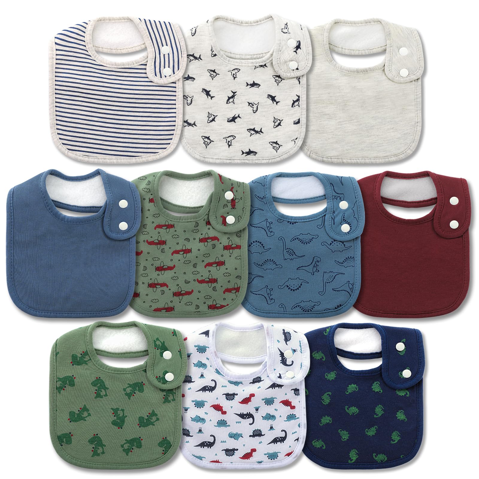 Printed Bibs Pack - Набор из 10 детских нагрудников-бандан из