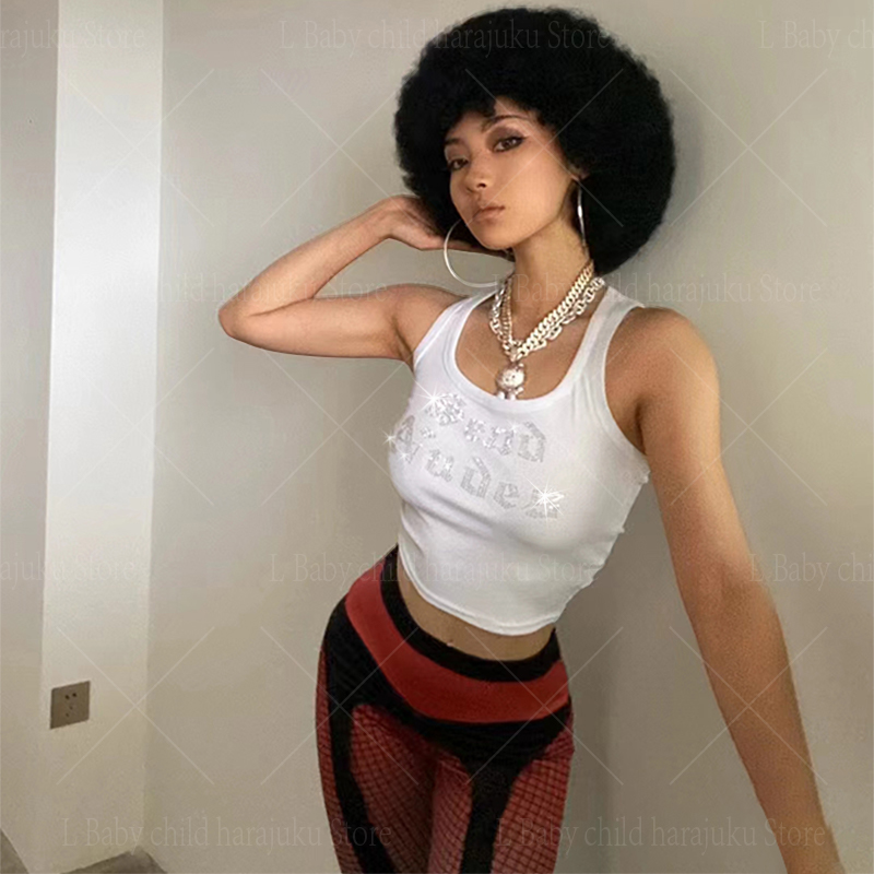 Baby Y2K Clothing - Y2K укороченный топ со стразами и